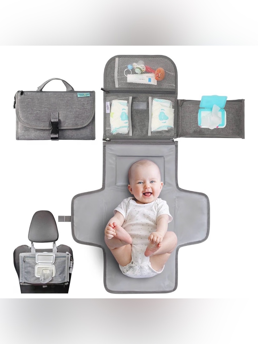 Kopi Baby Portable Diaper Changing Pad with Wipes Pocket